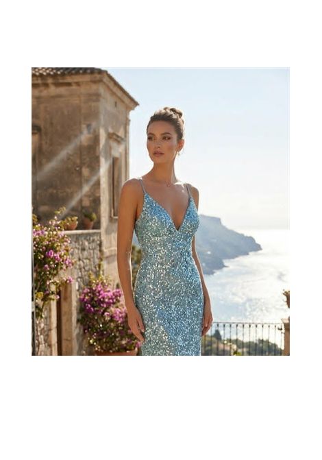 Sparkling blue dress with sequins ALLURE | dress | A4863LIGHT BLU